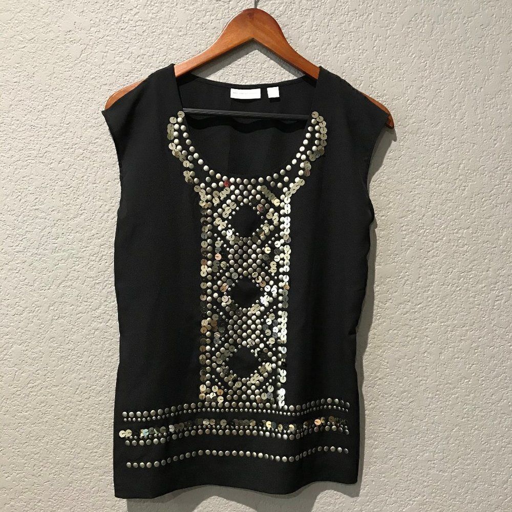 NY & Co Black Gold Dressy Top